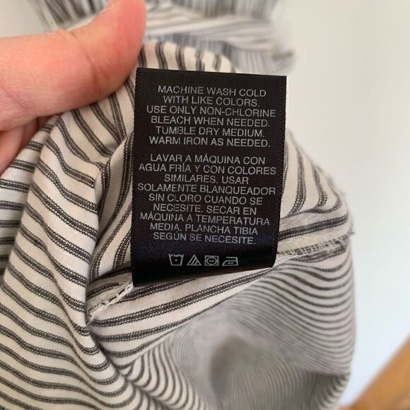 Norma Kamali Striped Cap Sleeve Collared Cinched Drop Waist Aline Dress - Picture 8 of 8